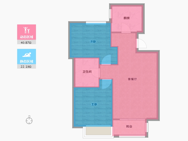 天津-天津市-新湖美丽洲17栋,21栋22栋建面89m²-56.95-户型库-动静分区