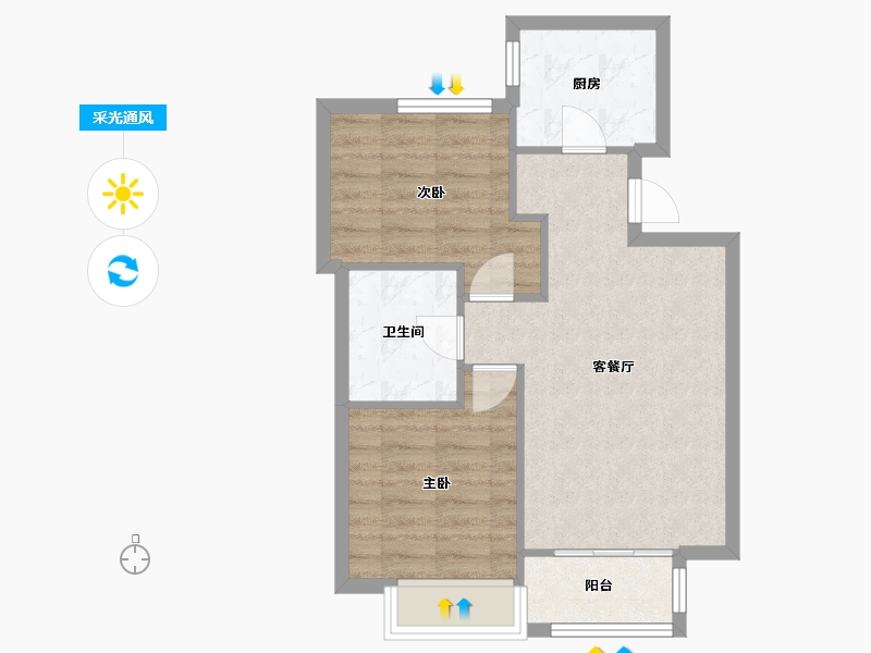 天津-天津市-新湖美丽洲17栋,21栋22栋建面89m²-56.95-户型库-采光通风