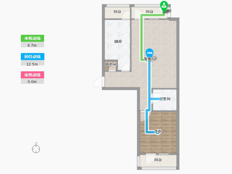 天津-天津市-圣水湖畔建面84m²-67.20-户型库-动静线