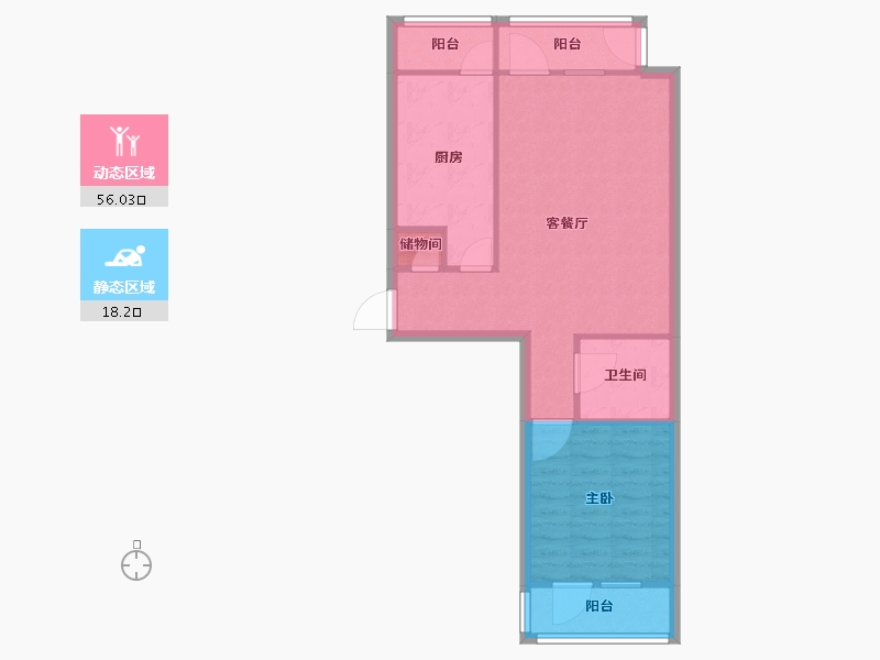 天津-天津市-圣水湖畔建面84m²-67.20-户型库-动静分区