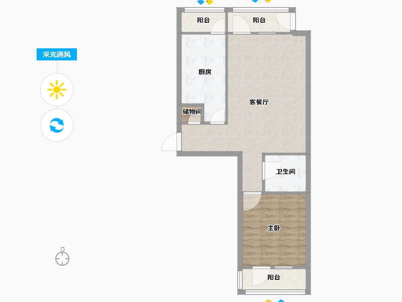 天津-天津市-圣水湖畔建面84m²-67.20-户型库-采光通风