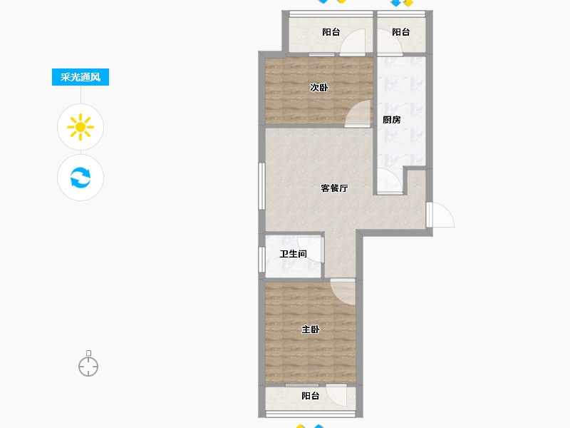 天津-天津市-圣水湖畔建面84m²-67.20-户型库-采光通风