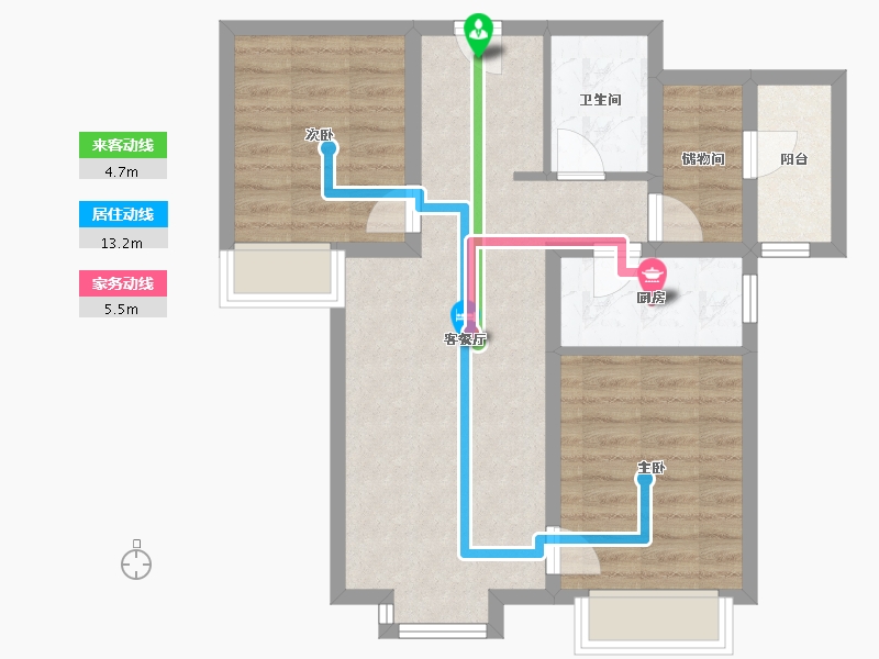 天津-天津市-招商果岭建面94m²-66.61-户型库-动静线