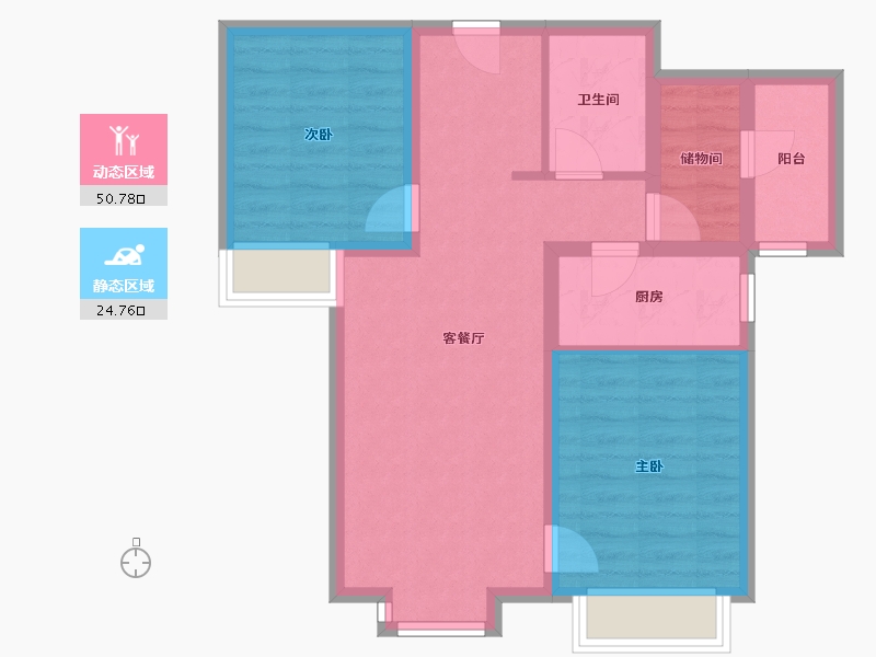 天津-天津市-招商果岭建面94m²-66.61-户型库-动静分区