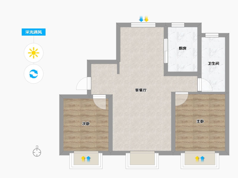 天津-天津市-招商果岭水岸恬园45号楼,水岸恬园46号楼,建面93m²-58.15-户型库-采光通风