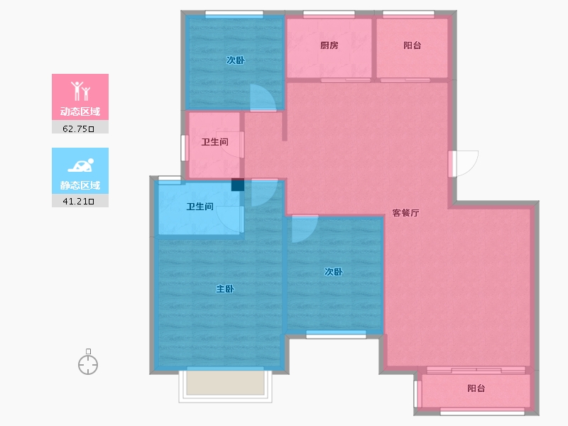 天津-天津市-招商果岭水岸恬园3号楼,水岸恬园5号楼,水岸恬园8号楼建面127m²-95.15-户型库-动静分区