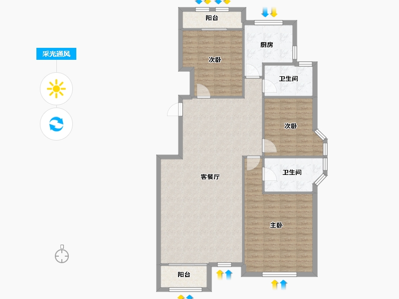 天津-天津市-基业世琾12号楼,22号楼,23号楼建面140m²-117.27-户型库-采光通风