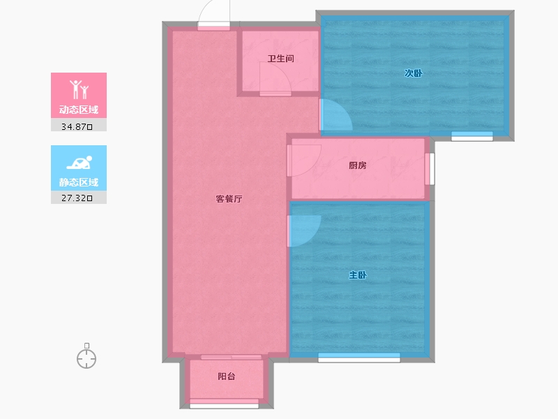 天津-天津市-基业世琾团泊苑1号楼,团泊苑2号楼,团泊苑3号楼,团泊苑4号楼建面83m²-56.32-户型库-动静分区