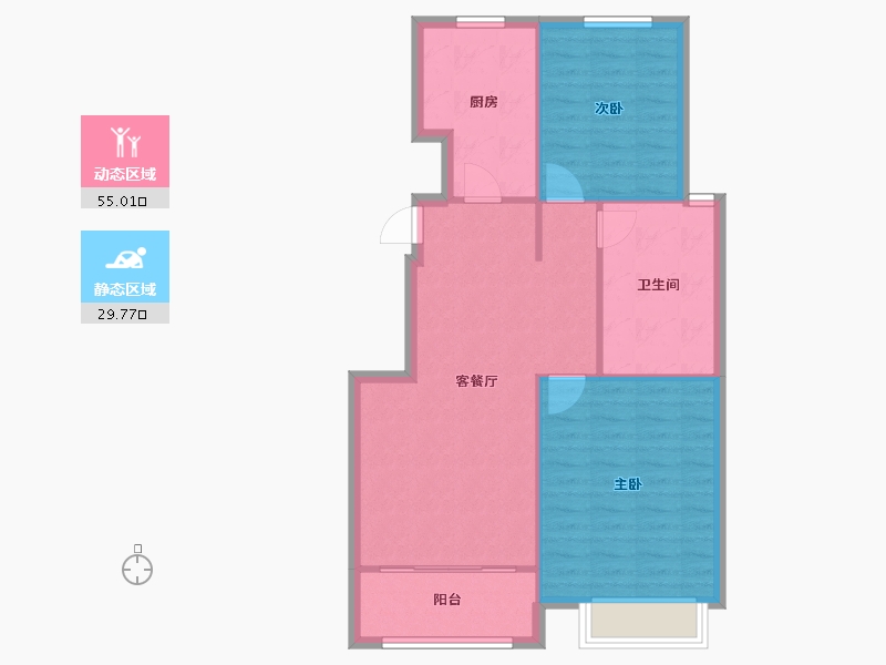 天津-天津市-筑境乾园4号楼,乾园6号楼建面103m²-77.61-户型库-动静分区