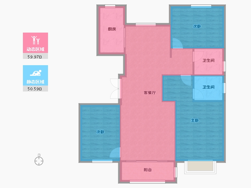 天津-天津市-筑境乾园4号楼,乾园6号楼建面137m²-101.43-户型库-动静分区