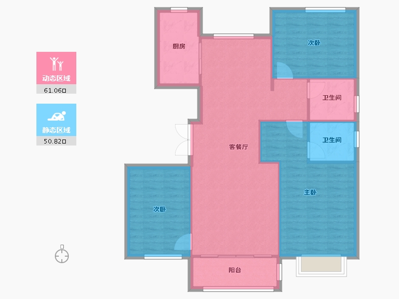 天津-天津市-筑境乾园4号楼,乾园6号楼建面137m²-102.76-户型库-动静分区