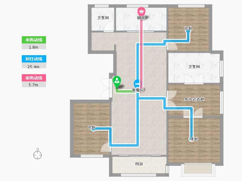 天津-天津市-筑境乾园5号楼,建面150m²-115.48-户型库-动静线