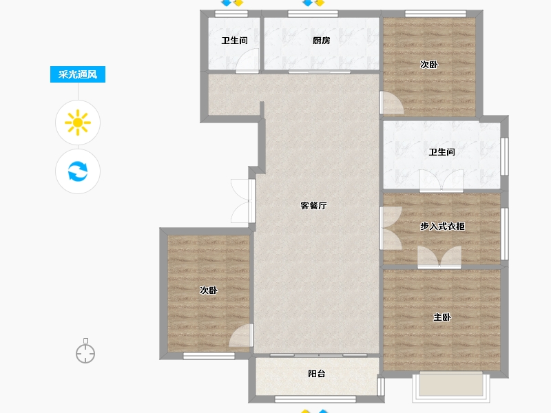 天津-天津市-筑境乾园5号楼,建面150m²-115.48-户型库-采光通风