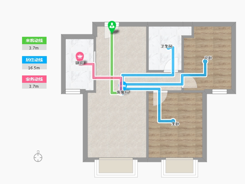 天津-天津市-福晟公元乐府79号楼,75号楼建面75m²-51.30-户型库-动静线