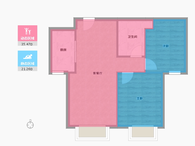 天津-天津市-福晟公元乐府79号楼,75号楼建面75m²-51.30-户型库-动静分区