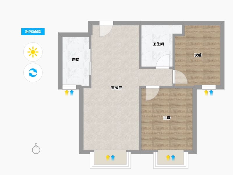 天津-天津市-福晟公元乐府79号楼,75号楼建面75m²-51.30-户型库-采光通风