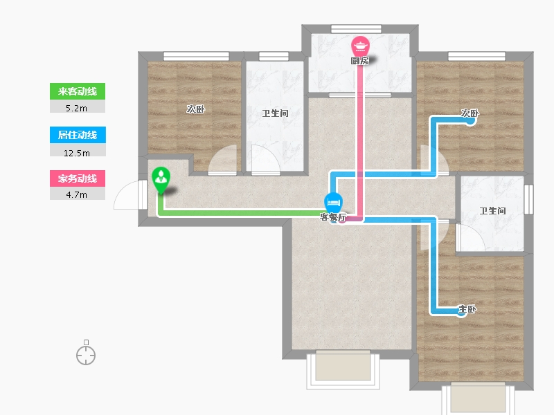 天津-天津市-福晟公元乐府79号楼,75号楼建面103m²-69.34-户型库-动静线