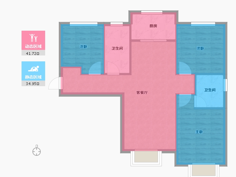 天津-天津市-福晟公元乐府79号楼,75号楼建面103m²-69.34-户型库-动静分区