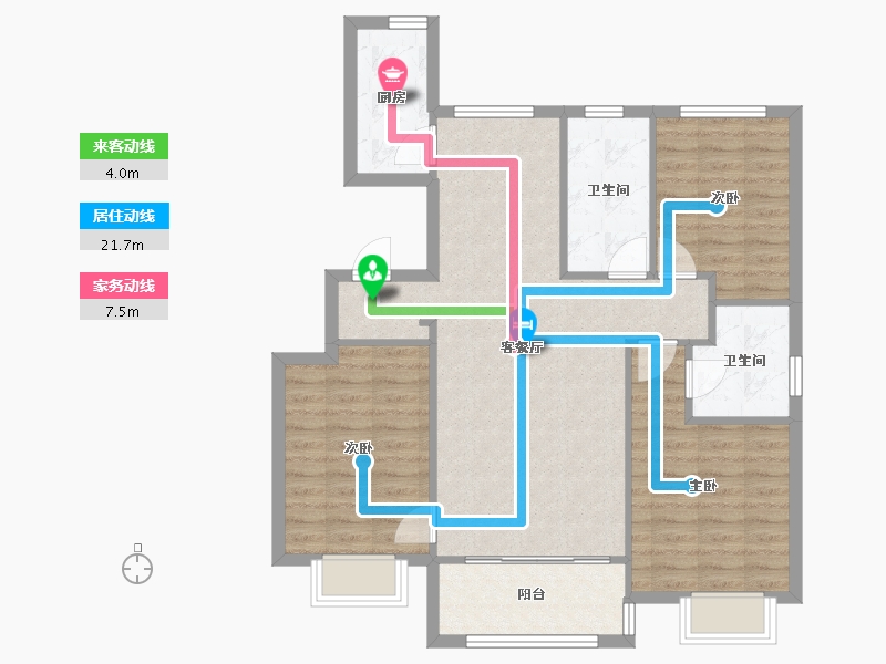 天津-天津市-福晟公元乐府85号楼,86号楼建面121m²-91.04-户型库-动静线