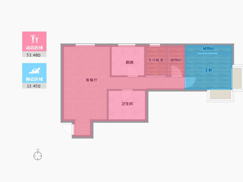 天津-天津市-奥体公元101依山郡4号楼,依山郡1号楼建面75m²-60.00-户型库-动静分区