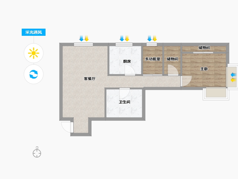 天津-天津市-奥体公元101依山郡4号楼,依山郡1号楼建面75m²-60.00-户型库-采光通风