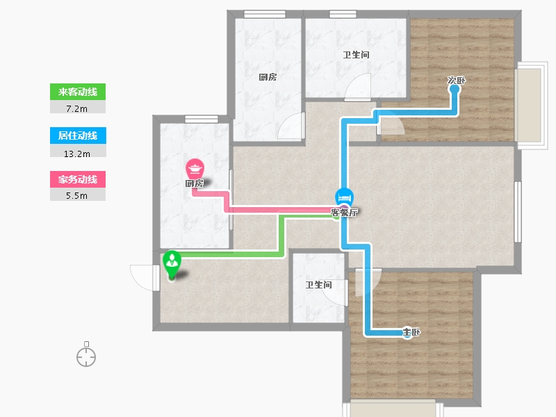 天津-天津市-奥体公元101依山郡5号楼,依山郡6号楼,依山郡10号楼建面131m²-104.80-户型库-动静线