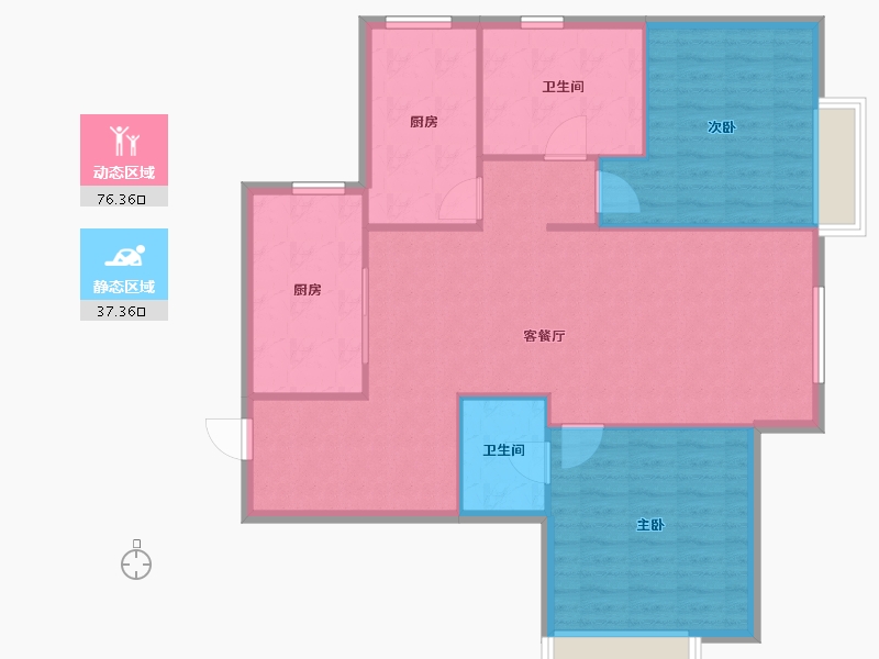 天津-天津市-奥体公元101依山郡5号楼,依山郡6号楼,依山郡10号楼建面131m²-104.80-户型库-动静分区