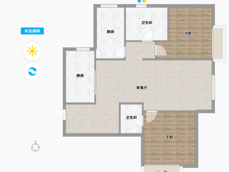 天津-天津市-奥体公元101依山郡5号楼,依山郡6号楼,依山郡10号楼建面131m²-104.80-户型库-采光通风