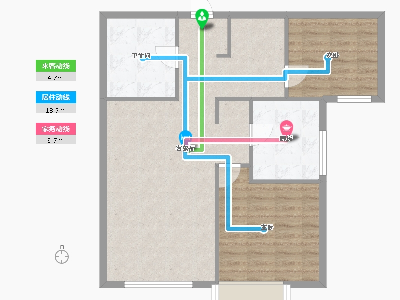 天津-天津市-奥体公元101依山郡5号楼,依山郡3号楼建面90m²-72.01-户型库-动静线