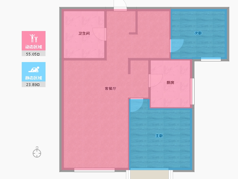 天津-天津市-奥体公元101依山郡5号楼,依山郡3号楼建面90m²-72.01-户型库-动静分区