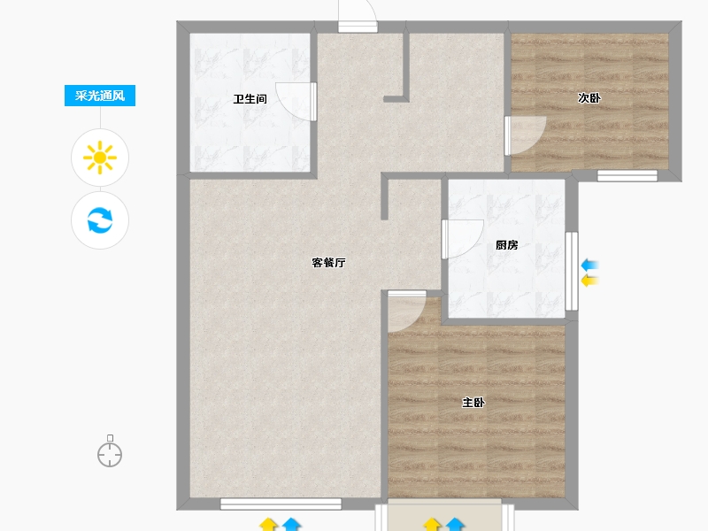 天津-天津市-奥体公元101依山郡5号楼,依山郡3号楼建面90m²-72.01-户型库-采光通风