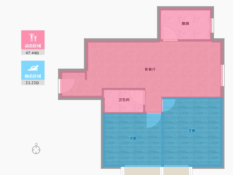 天津-天津市-奥体公元101依山郡4号楼,依山郡1号楼,依山郡2号楼建面90m²-72.00-户型库-动静分区