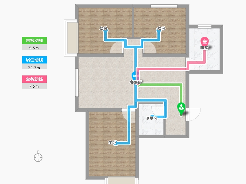 天津-天津市-奥体公元101依山郡5号楼建面113m²-90.41-户型库-动静线