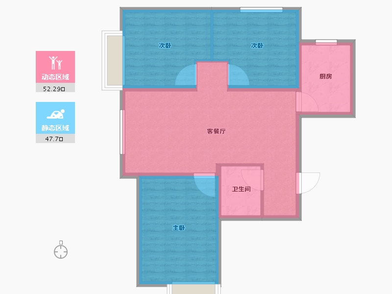 天津-天津市-奥体公元101依山郡5号楼建面113m²-90.41-户型库-动静分区