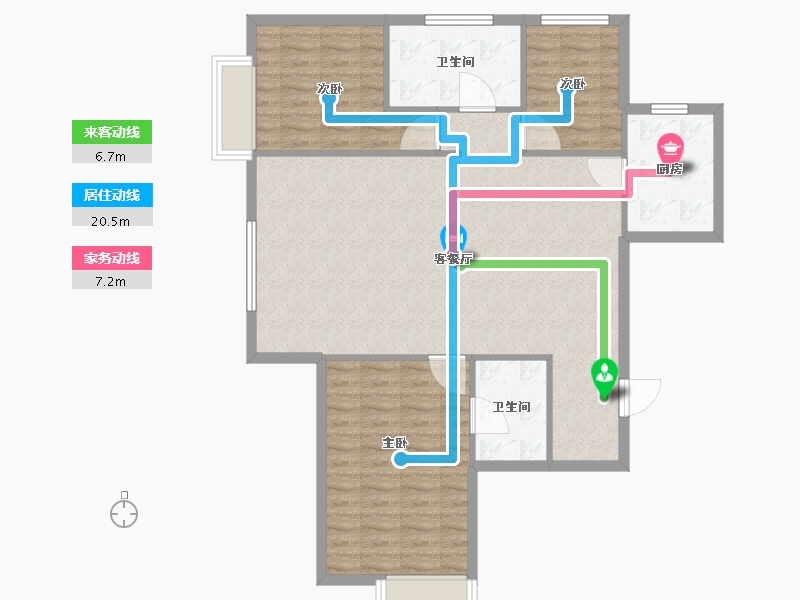 天津-天津市-奥体公元101依山郡7号楼,依山郡8号楼,依山郡9号楼建面127m²-101.60-户型库-动静线