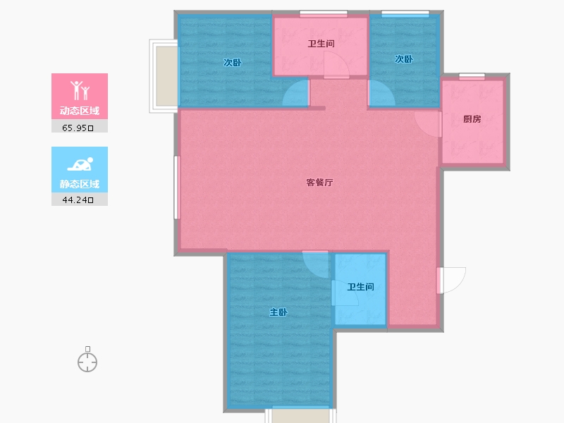 天津-天津市-奥体公元101依山郡7号楼,依山郡8号楼,依山郡9号楼建面127m²-101.60-户型库-动静分区