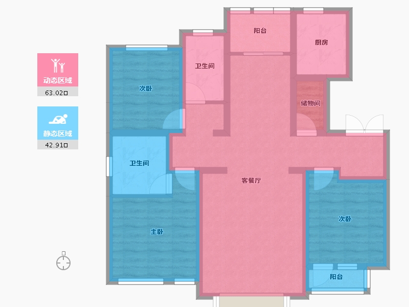 天津-天津市-天房泊玺苑泊玺苑18号楼,,泊玺苑16号楼,泊玺苑17号楼,泊玺苑19号楼建面123-92.84-户型库-动静分区