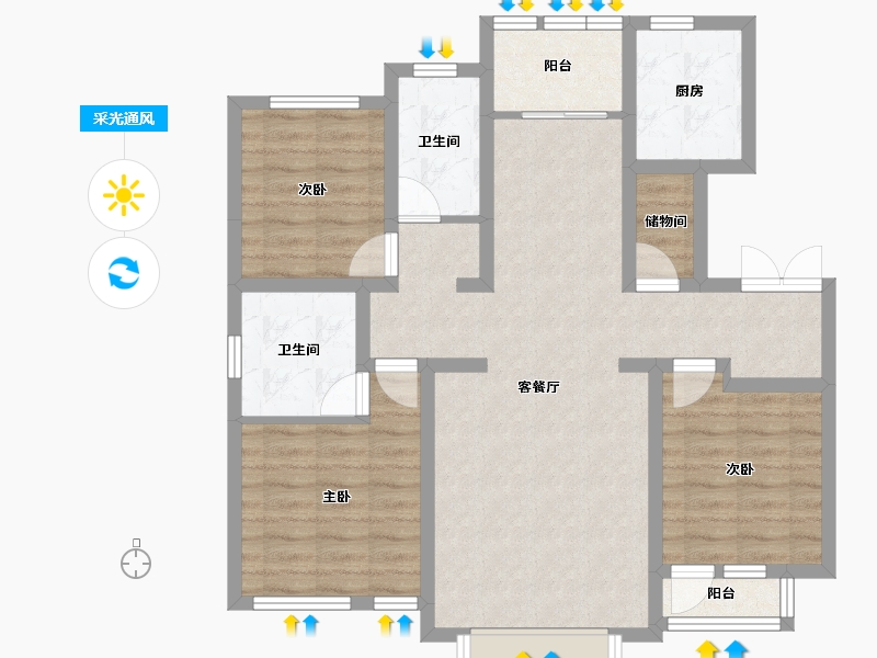 天津-天津市-天房泊玺苑泊玺苑18号楼,,泊玺苑16号楼,泊玺苑17号楼,泊玺苑19号楼建面123-92.84-户型库-采光通风