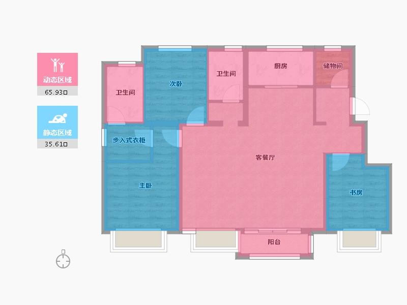 天津-天津市-海熙府5号楼,1号楼,4号楼建面128m²-91.03-户型库-动静分区