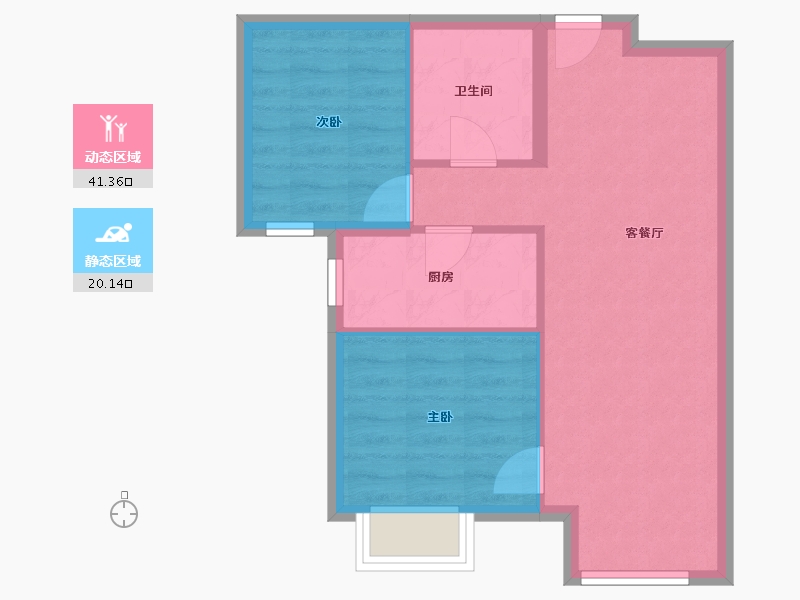 天津-天津市-绿地海域香颂85号楼,86号楼,94号楼建面82m²-55.29-户型库-动静分区