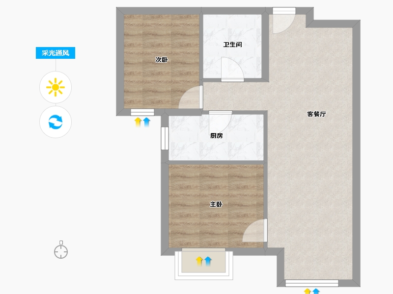 天津-天津市-绿地海域香颂85号楼,86号楼,94号楼建面82m²-55.29-户型库-采光通风