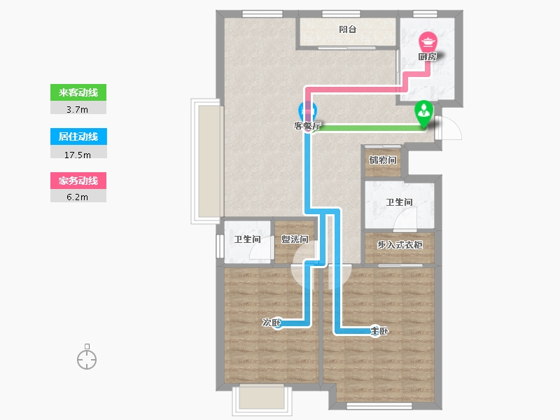 天津-天津市-绿地海域香颂85号楼,86号楼,94号楼建面103m²-85.92-户型库-动静线