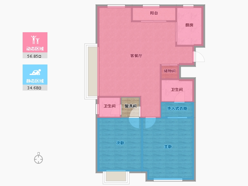 天津-天津市-绿地海域香颂85号楼,86号楼,94号楼建面103m²-85.92-户型库-动静分区