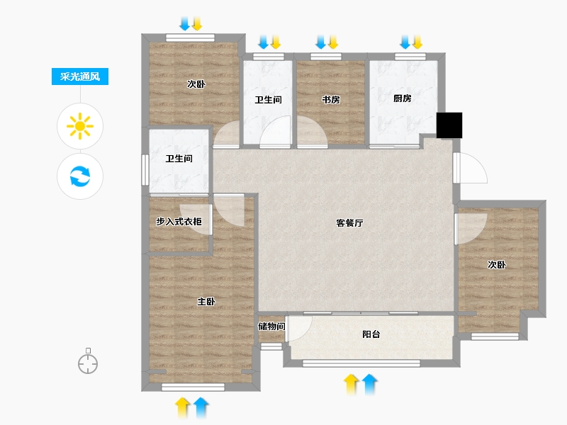 天津-天津市-鸿坤山语1号楼,6号楼,8号楼,9号楼,10号楼,12号楼,洋房2号楼,-112.00-户型库-采光通风