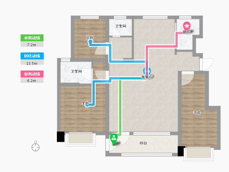 天津-天津市-观澜雅苑3号楼,2号楼,4号楼建面118m²-94.41-户型库-动静线