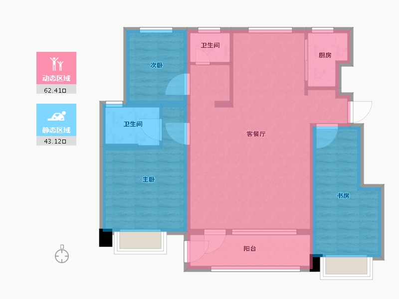 天津-天津市-观澜雅苑3号楼,2号楼,4号楼建面118m²-94.41-户型库-动静分区