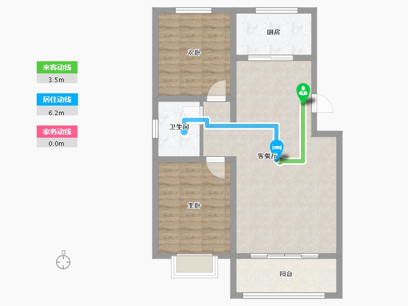 天津-天津市-瑞景花苑瑞景花苑10号楼,瑞景花苑11号楼,7号楼建面98m²-78.40-户型库-动静线