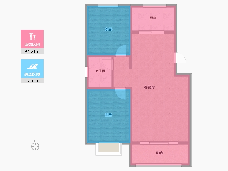 天津-天津市-瑞景花苑瑞景花苑10号楼,瑞景花苑11号楼,7号楼建面98m²-78.40-户型库-动静分区