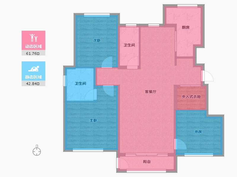 天津-天津市-蓟州宸院13号楼,14号楼,建面126m²-93.91-户型库-动静分区