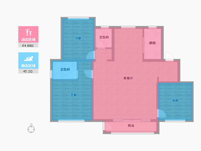 天津-天津市-蓟州宸院11号楼,建面134m²-99.18-户型库-动静分区